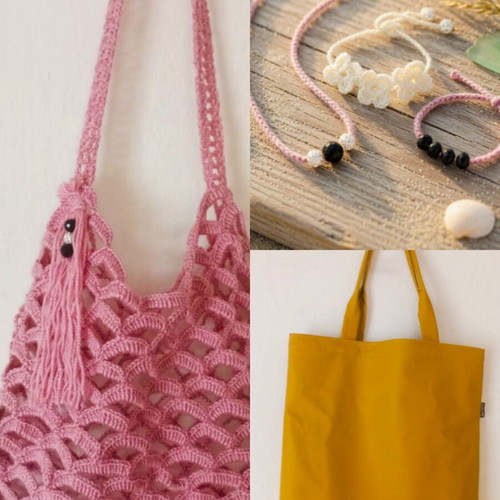 Glam Set shoulder bag and handmade bracelet, new