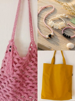 Glam Set shoulder bag and handmade bracelet, new