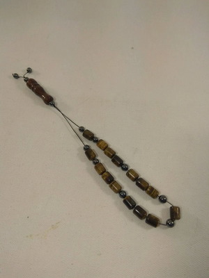 Worry beads made of semi-precious tiger eye and hematite stones handmade new