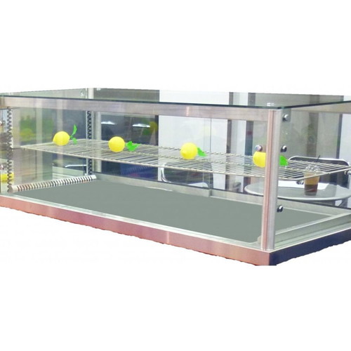 Heated tabletop display case used with flat glass 80x40x60 cm
