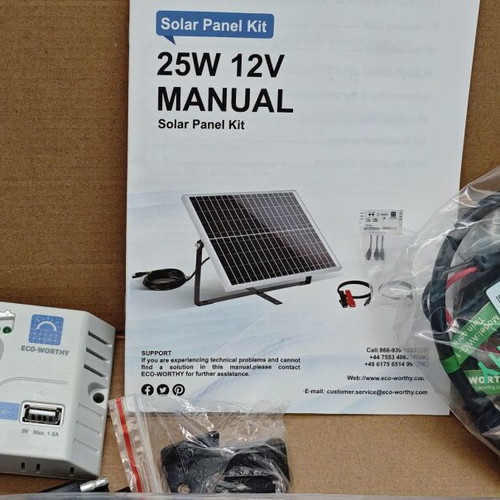 Monocrystalline Solar Panel Kit 25W 12V with Controller and Mounting