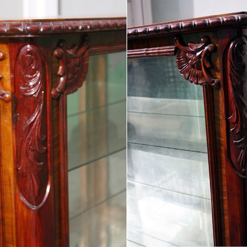 Display cabinet used solid carved wood with lion feet