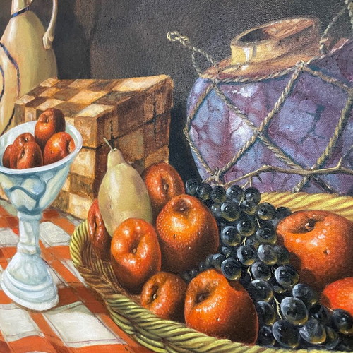 Dimitris Kourtis Oil Painting like new, Fruits on Table