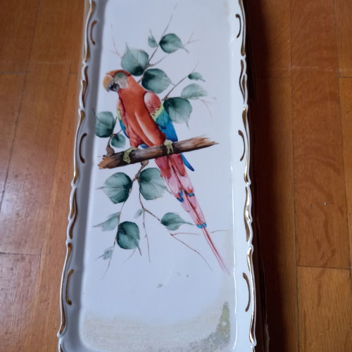 Porcelain platter GZ 1947 hand-painted 44×17cm