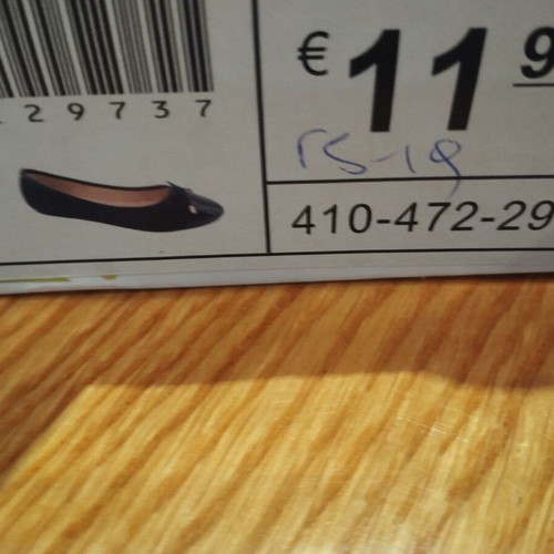Blue ballerina shoes with patent toe and elastic strap, size 37, like new