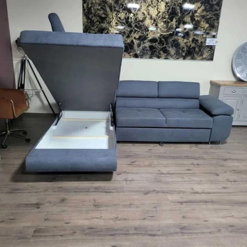 Gray fabric corner sofa with sleep function and storage new