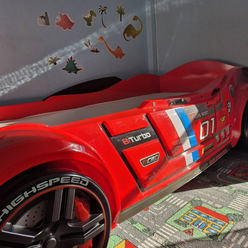 Children's car bed used with mattress and remote control