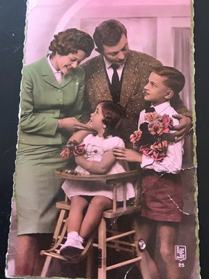 Vintage γαλλική καρτ ποστάλ Editions Superluxe Paris μεταχειρισμένη, οικογενειακό πορτρέτο δεκαετίας '50