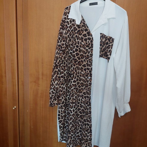 Flowy leopard print shirt dress, one size