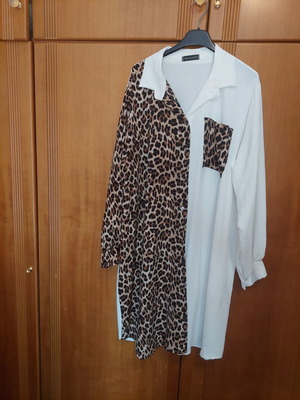 Flowy leopard print shirt dress, one size
