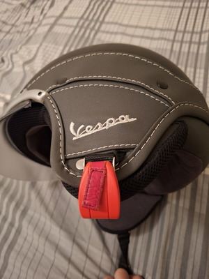 Vespa jet helmet, soft touch, small, dark grey-black, handmade with leather details