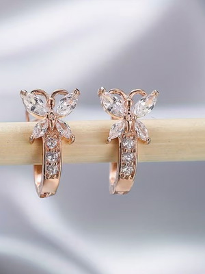 Butterfly earrings new with rose gold tone and sparkling stones