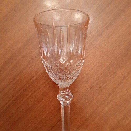 Vintage stemmed liqueur glasses set of 12, diamond cut