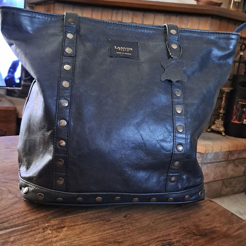 Lanvin Paris shoulder bag like new, dark blue, 100% leather