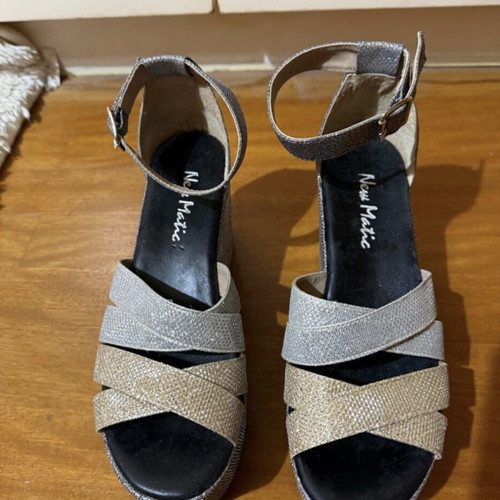 New Matic platform sandals silver-gold glitter, like new