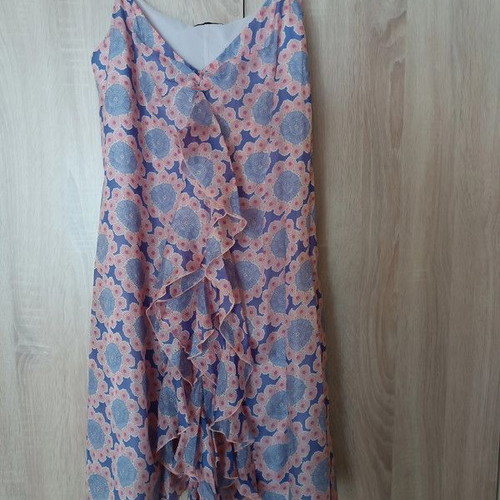Summer silk dress like new, blue and pink, size M