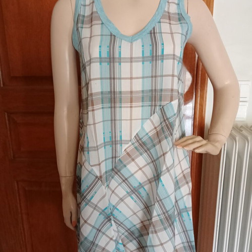 Summer sleeveless dress plaid in pastel colors like new