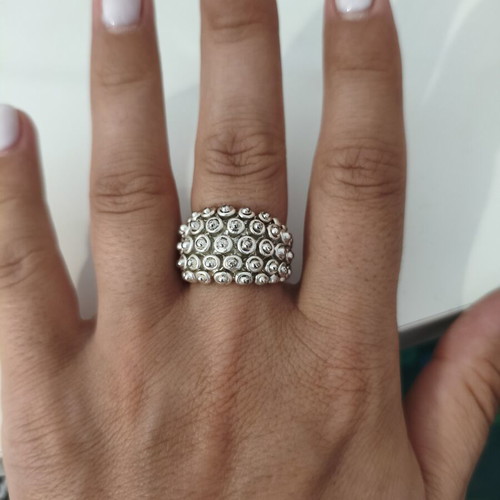 Statement silver ring with embossed truffles used, excellent durability