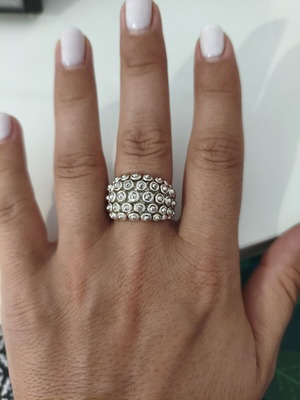 Statement silver ring with embossed truffles used, excellent durability