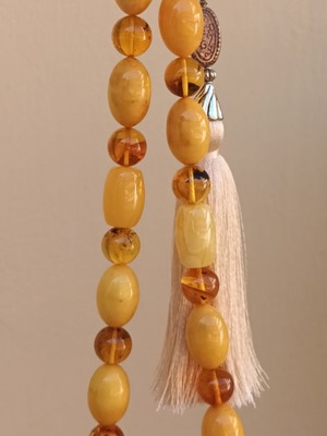 Amber Worry Beads New, Large Butterscotch Beads