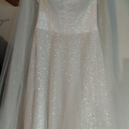 Wedding dress strapless glitter with long veil like new, size M 38 10