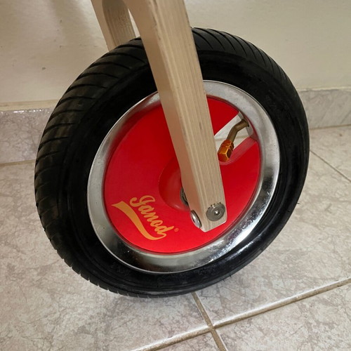 Janod wooden balance bike like new with air wheels