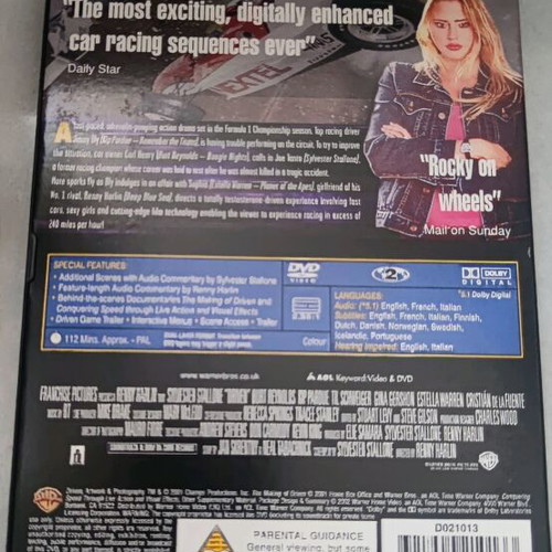 Driven DVD like new with English subtitles, action adventure