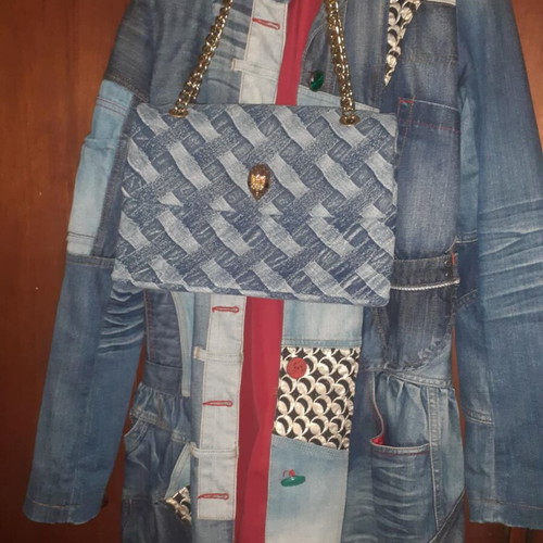 Desigual denim coat size S like new with denim bag