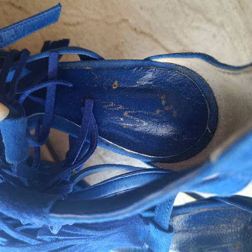Sante blue sandals with fringes used, size 36