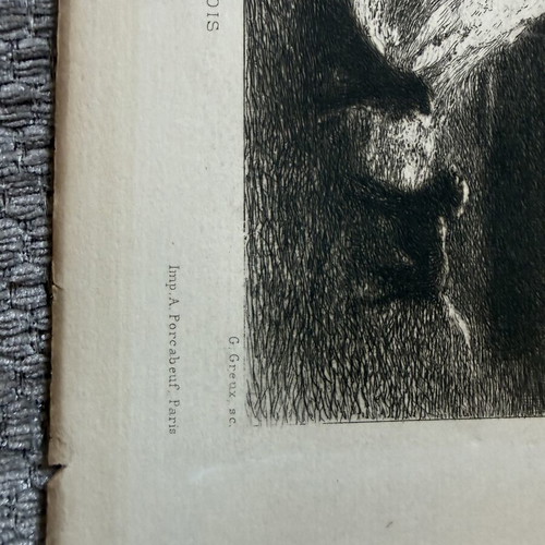 Engraving used, collectible old print 19x28 cm