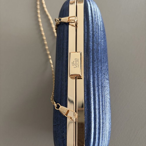Veta Blue Women's Clutch like new with gold detail