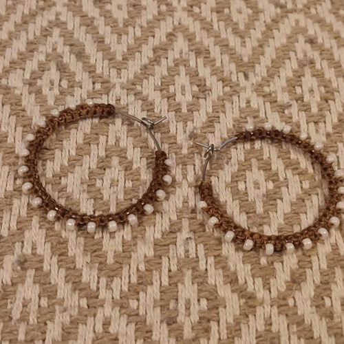 Handmade Macrame Stainless Steel Hoop Earrings new