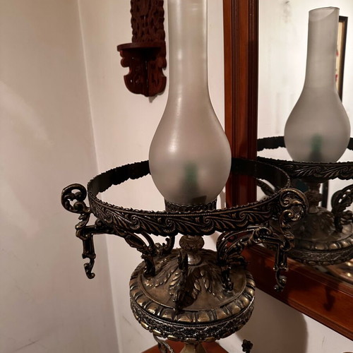 Vintage lamp used with large glass