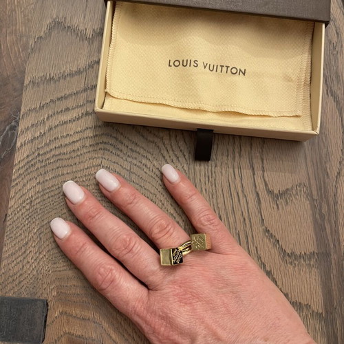 Louis Vuitton Double Cube Ring, gold-tone metal, size 53-54
