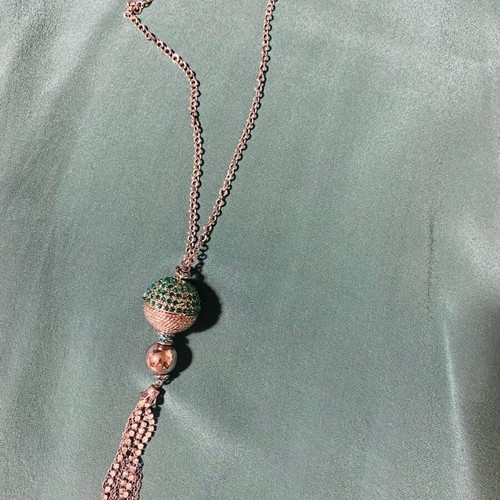 Pennyblack necklace like new with green stones and silver chain