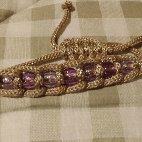 Handmade bracelet for women with thick shiny cord and large beads