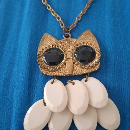 Owl chain women's necklace used, multicolor