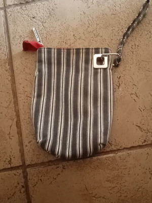 Striped Avon wristlet bag new, white and blue