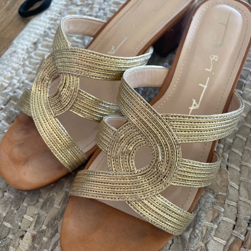 Tabita Brazil gold sandals size 38 with leather anatomical insole