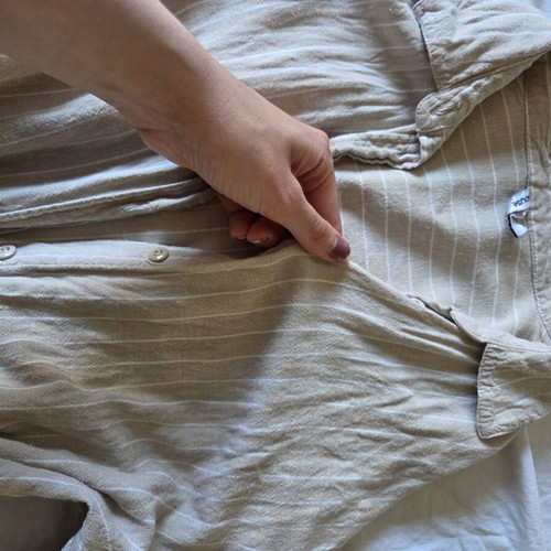 House oversized striped shirt size S linen blend beige used