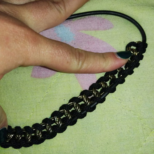 Chocker necklace black like new with knitted design and chains