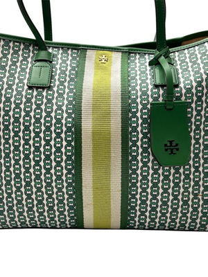 Tory Burch зелена чанта за рамо употребявана с леки следи