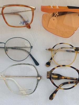 Authentic eyeglass frames used, lot of 6 colorful vintage