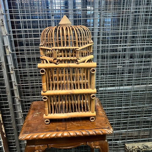 Bamboo bottle holder used, 4 slots, 50cm height x 24cm