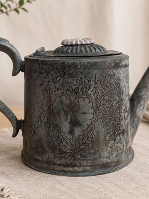Vintage E.P.B.M teapot used with embossed floral and heart decoration