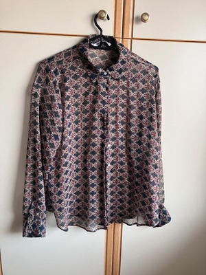ZARA printed semi-transparent shirt used, size L multicolor