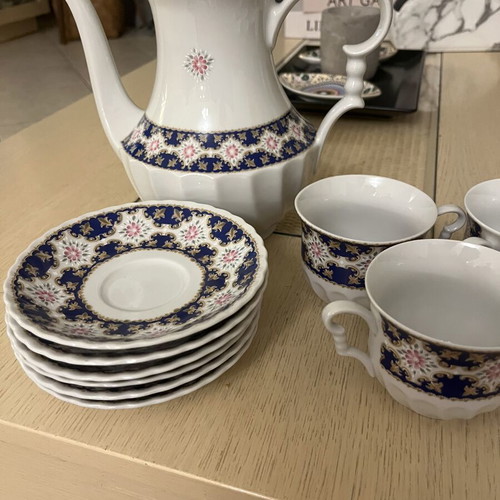 Vintage Schwarzenhammer Bavaria Porcelain Tea and Coffee Set for 6, like new