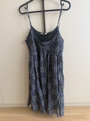 DKNY silk dress like new, mini with adjustable straps, white and blue