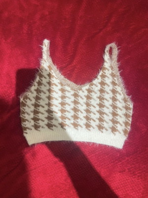 Fluffy knitted crop top houndstooth Shein size M like new