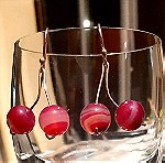  Σκουλάρικιά ''Cherries'' ασημί 925 φυσ. αχατι